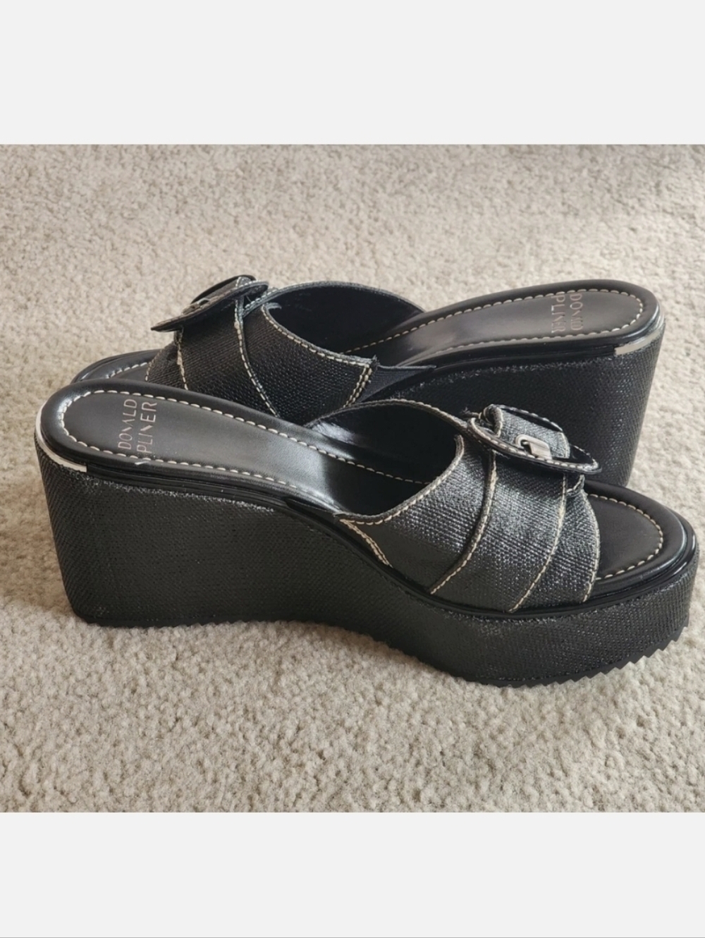 Donald Pliner Women's Ivor Raffia Wedge Sandal Size 7.5M Black New Without Box - Picture 8 of 16